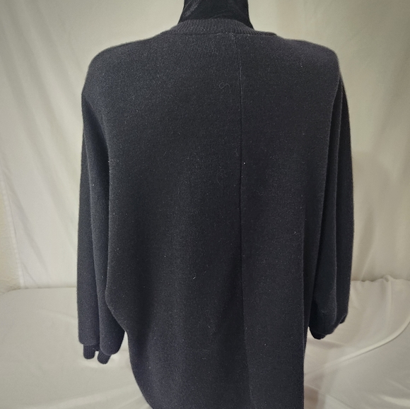 Vintage 80s Black Cardigan Size 12.  Made in USA Around Town brand shoulder pads - Picture 3 of 11